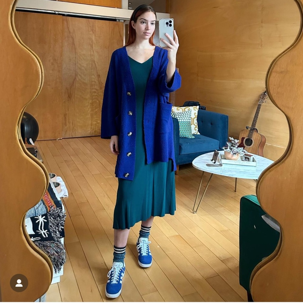 Oversized cardigan in cobalt blue. Super cozy
